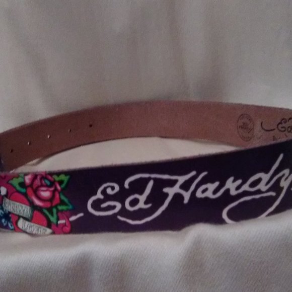 Ed Hardy Eternal Love Leather Belt Size Small - Picture 1 of 11